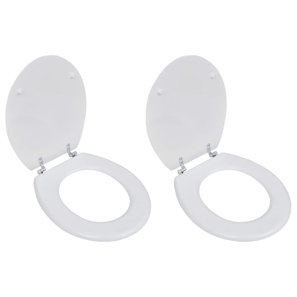 Vidaxl With Lids 2 Pcs Mdf White Toilet Seats