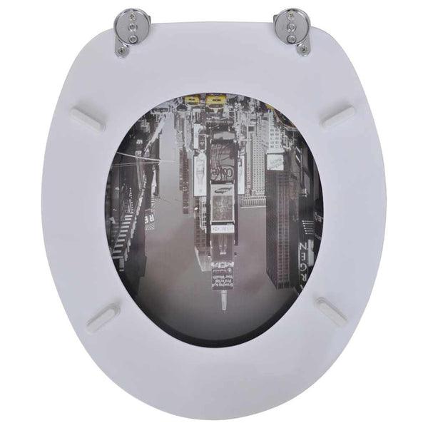 Vidaxl With Lids 2 Pcs Mdf New York Toilet Seats