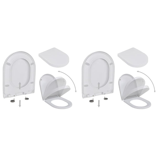With Soft Close Lids 2 Pcs Plastic White Toilet Seats