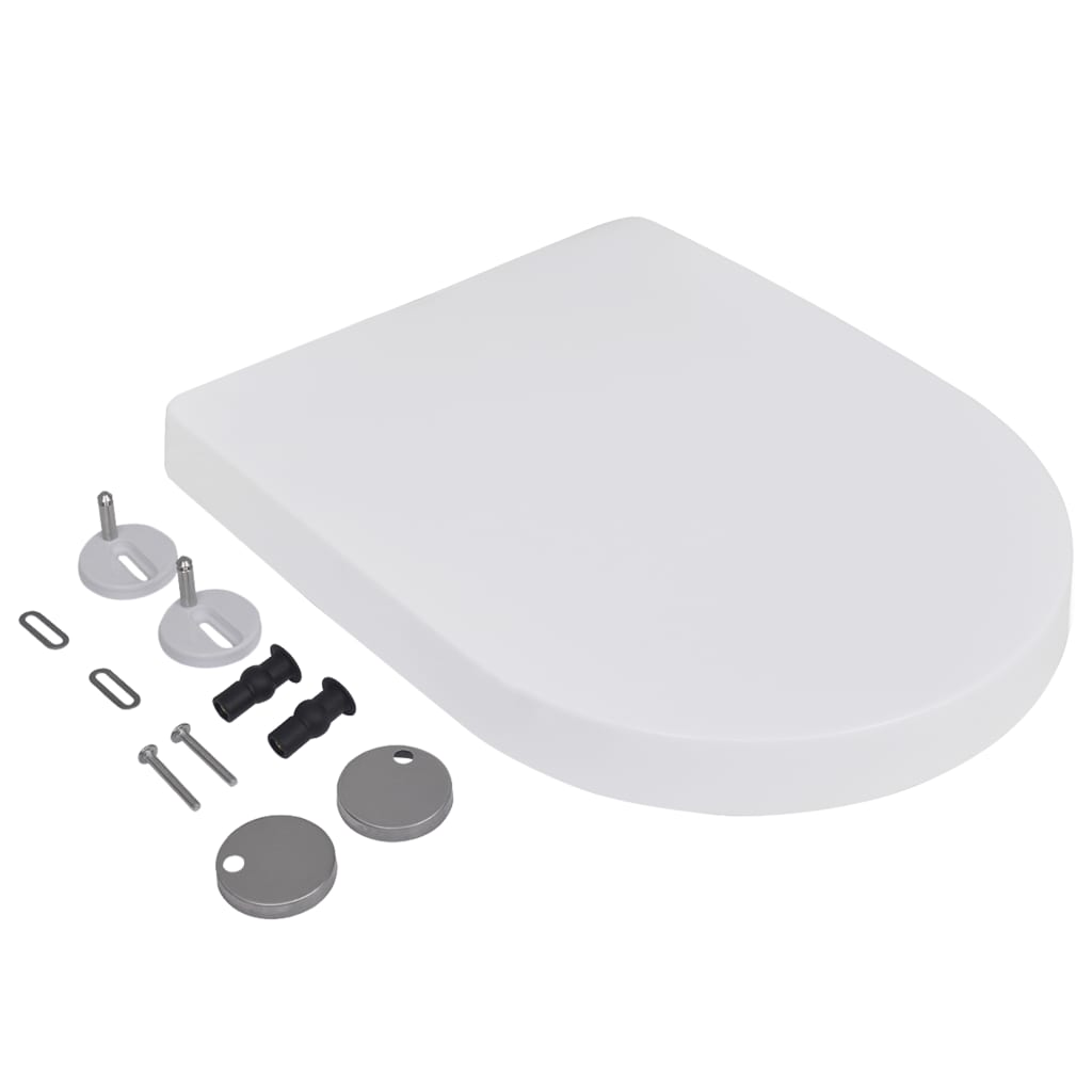 With Soft Close Lids 2 Pcs Plastic White Toilet Seats