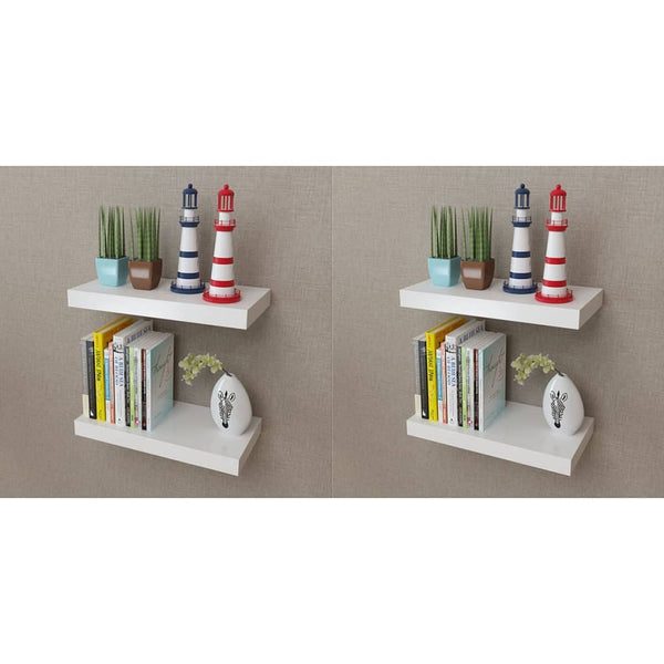 Wall Shelves 4 Pcs White 40 Cm Bookshelves