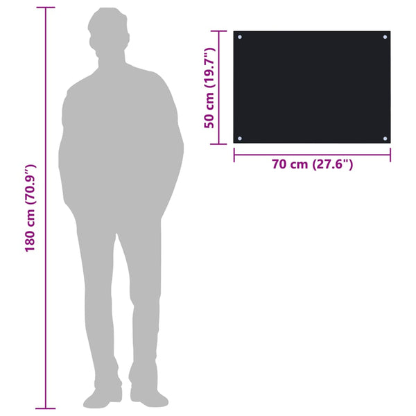 Kitchen Backsplash Black 70X50 Cm Tempered Glass Kitchen Splashbacks