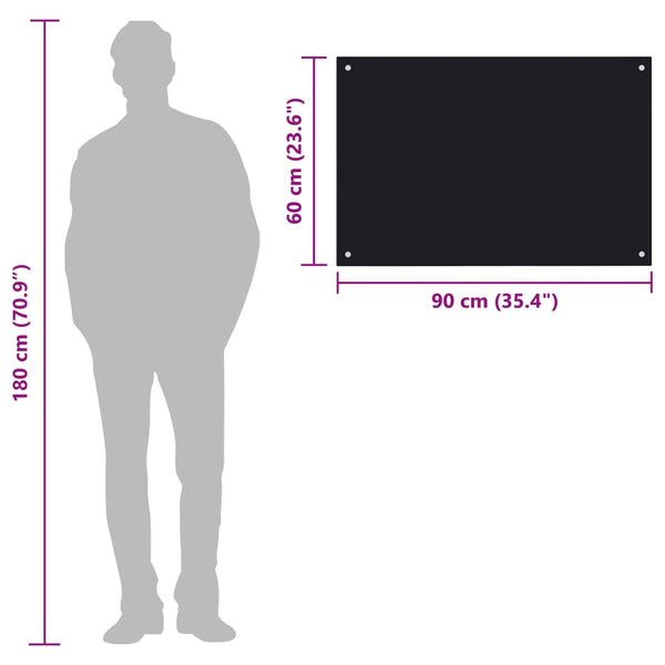 Kitchen Backsplash Black 90X60 Cm Tempered Glass Kitchen Splashbacks