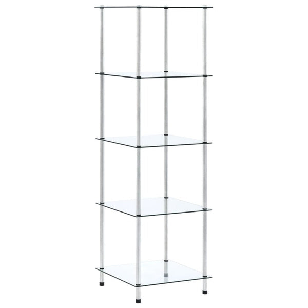 Vidaxl 5 Tier Shelf Transparent 40X40x130 Cm Tempered Glass Bookshelves