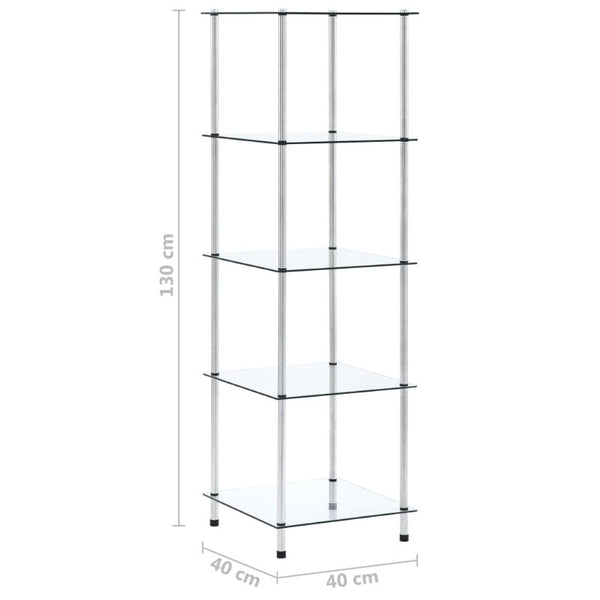 Vidaxl 5 Tier Shelf Transparent 40X40x130 Cm Tempered Glass Bookshelves