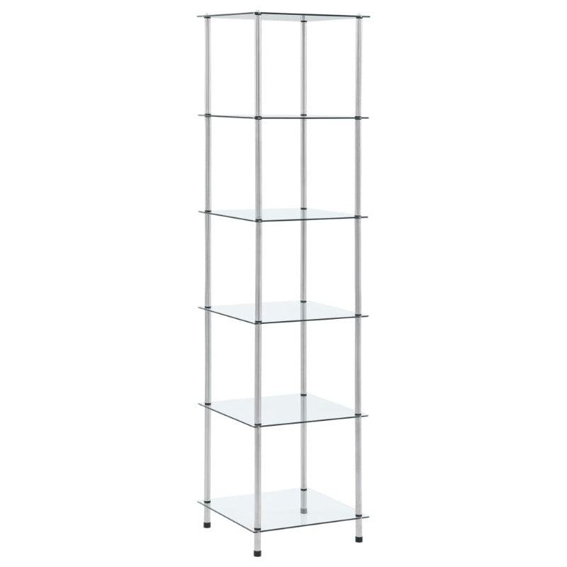 6 Tier Shelf Transparent 40X40x160 Cm Tempered Glass Bookshelves