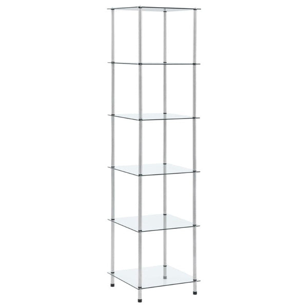 6 Tier Shelf Transparent 40X40x160 Cm Tempered Glass Bookshelves