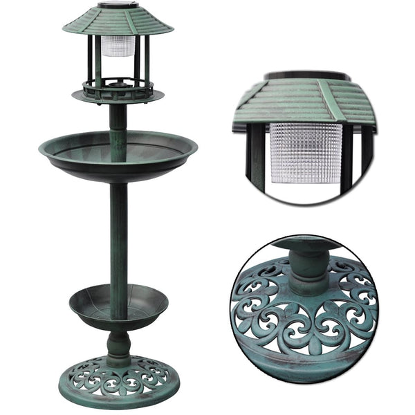 Bird Bath/ Feeder With Solar Light Bird Feeders