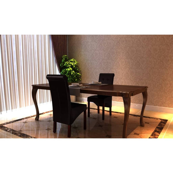 2 Pcs Brown Faux Leather Dining Chairs