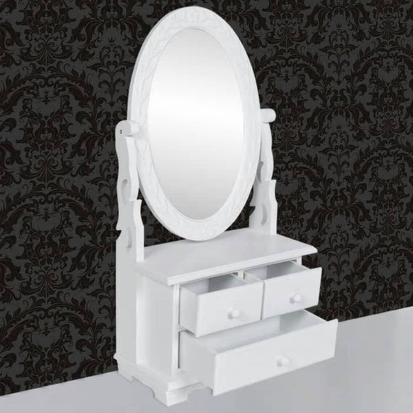 Vanity Makeup Table With Oval Swing Mirror Mdf