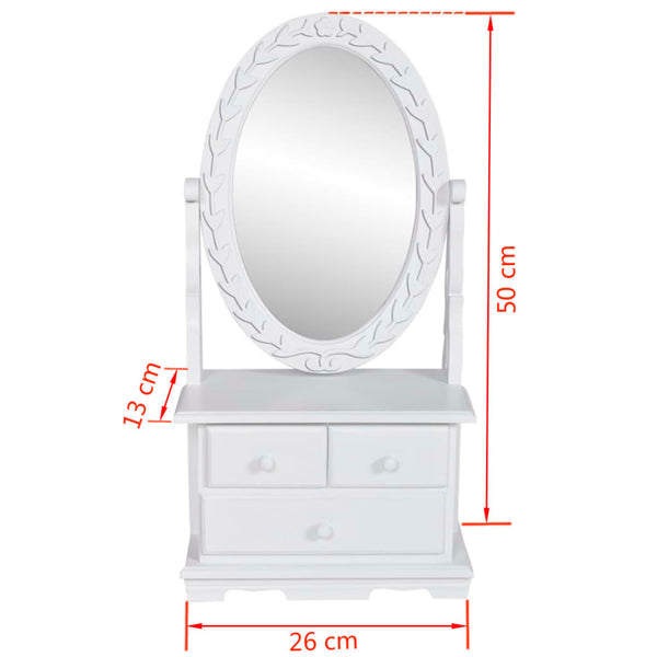 Vanity Makeup Table With Oval Swing Mirror Mdf