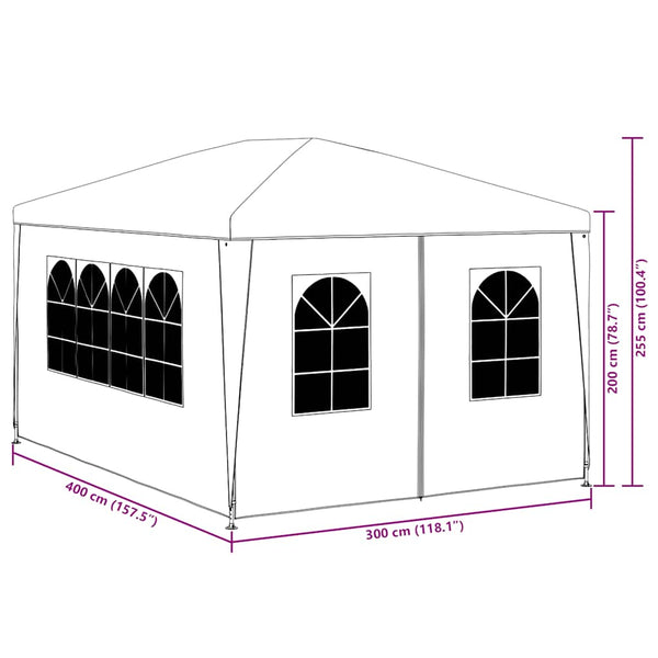 Vidaxl Party Tent 3X4 M White Marquees