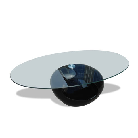 Coffee Table With Oval Glass Top High Gloss Black