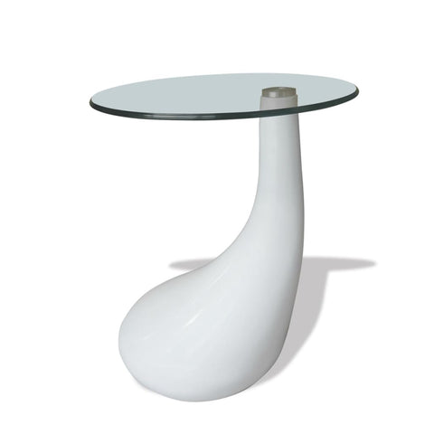 Coffee Table With Round Glass Top High Gloss White