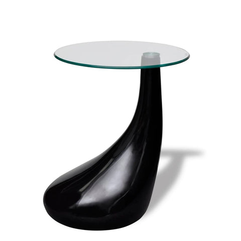 Coffee Table With Round Glass Top High Gloss Black