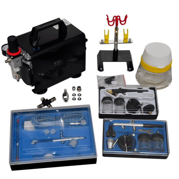 Airbrush Tanning Compressors Airbrush Compressor Set With 3 Pistols 255 X 135 220 Mm