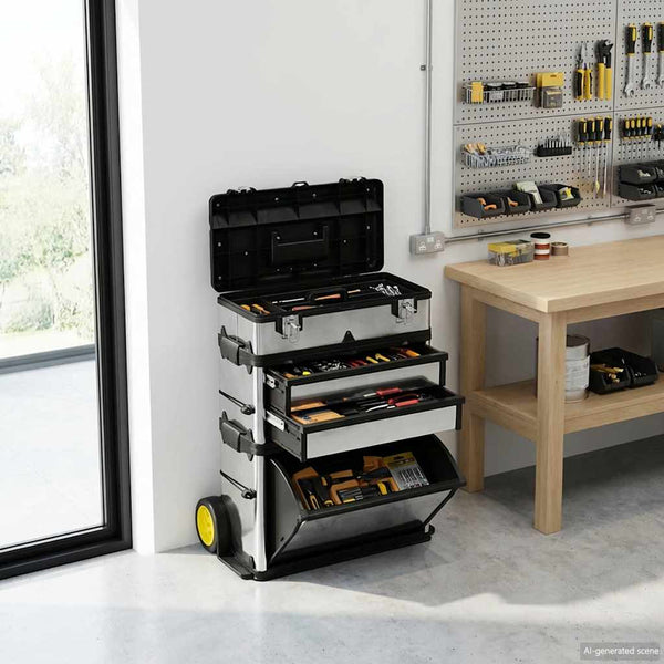 3 Part Rolling Tool Box With 2 Wheels Tool Boxes