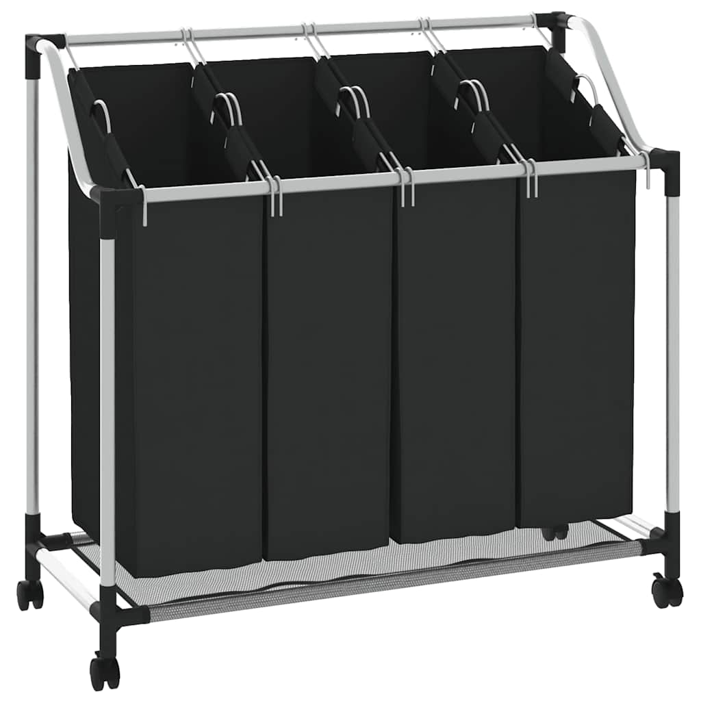 Steel Laundry Sorter With Four Removable Bags And Castors Baskets & Hampers Laundry Baskets & Hampers