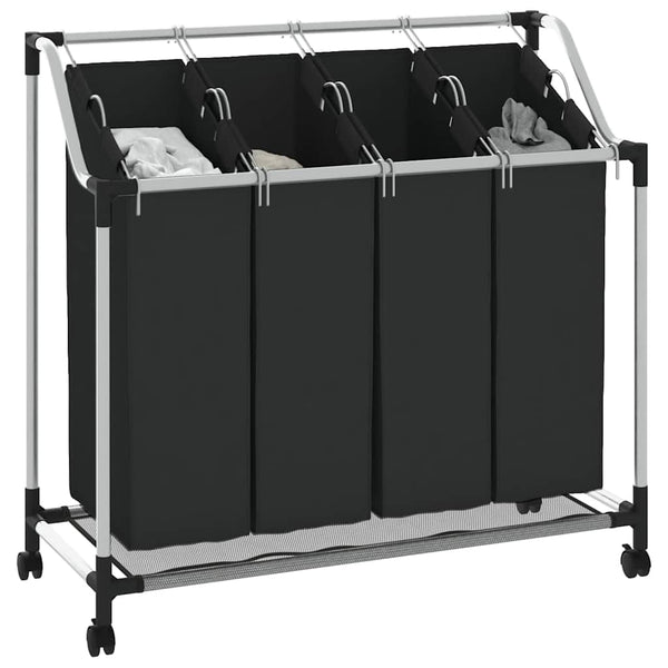 Steel Laundry Sorter With Four Removable Bags And Castors Baskets & Hampers Laundry Baskets & Hampers