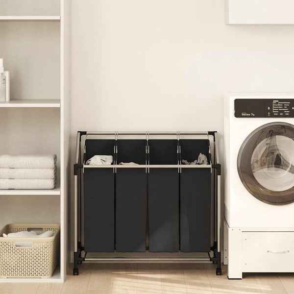 Steel Laundry Sorter With Four Removable Bags And Castors Baskets & Hampers Laundry Baskets & Hampers