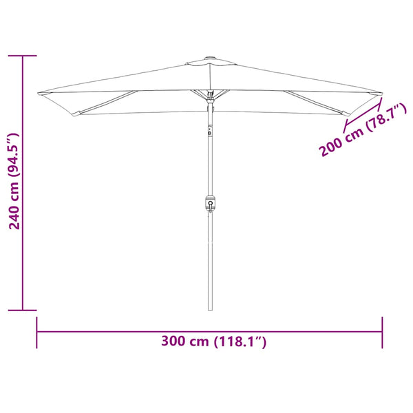 Vidaxl Garden Parasol 200 X 300 Cm Green Rectangular Patio Umbrellas