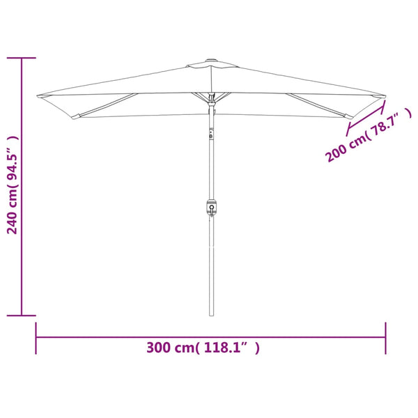 Parasol 200 X 300 Cm Sand White Rectangular Patio Umbrellas