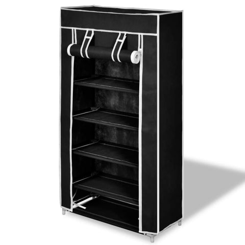 Fabric Shoe Cabinet With Cover 58 X 28 106 Cm Black