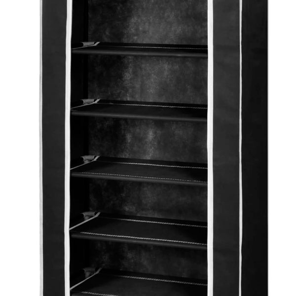 Fabric Shoe Cabinet With Cover 162 X 57 29 Cm Black