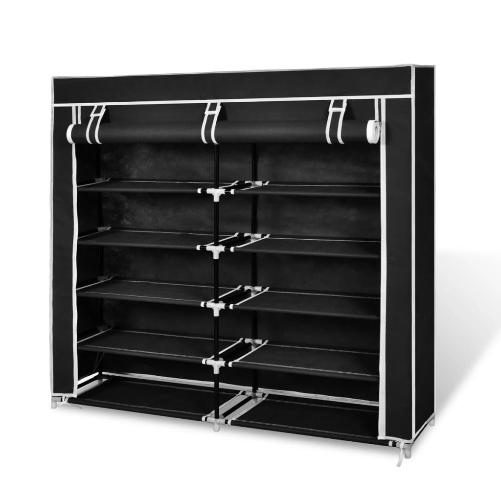 Fabric Shoe Cabinet With Cover 115 X 28 110 Cm Black Shoe Cabinets