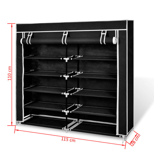 Fabric Shoe Cabinet With Cover 115 X 28 110 Cm Black Shoe Cabinets