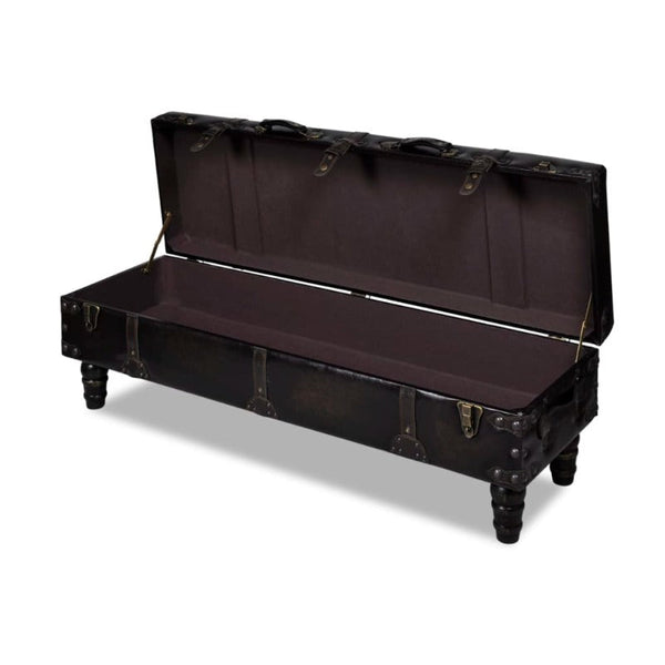 Vidaxl Long Storage Bench Brown Mdf And Leather
