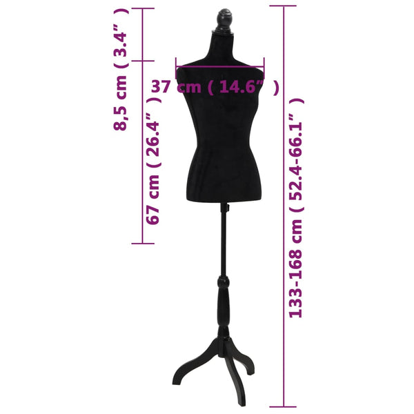 Ladies Bust Display Black Female Dressmakers Dummy Mannequin With Tripod Stand Mannequins