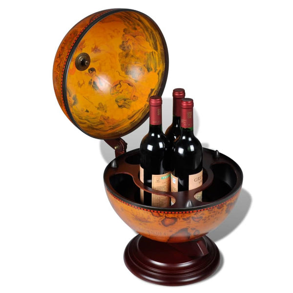Tabletop Globe Bar Wine Stand Eucalyptus Wood Racks