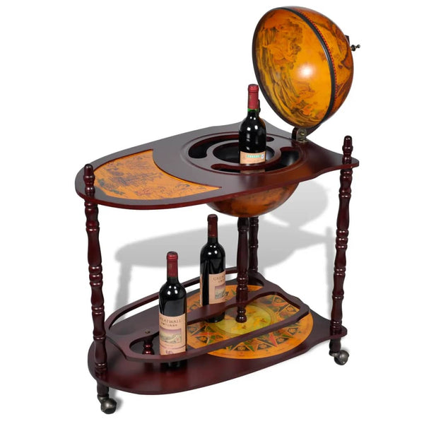 Racks Globe Bar Wine Stand Eucalyptus Wood Freestanding