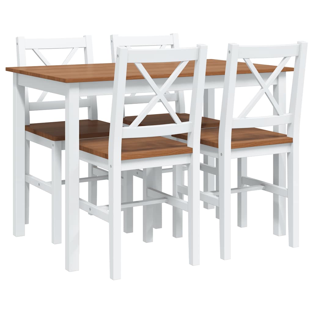 Vidaxl 5 Piece Dining Set Brown And White Dining Sets