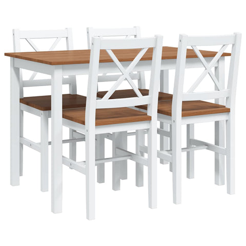 Vidaxl 5 Piece Dining Set Brown And White Dining Sets