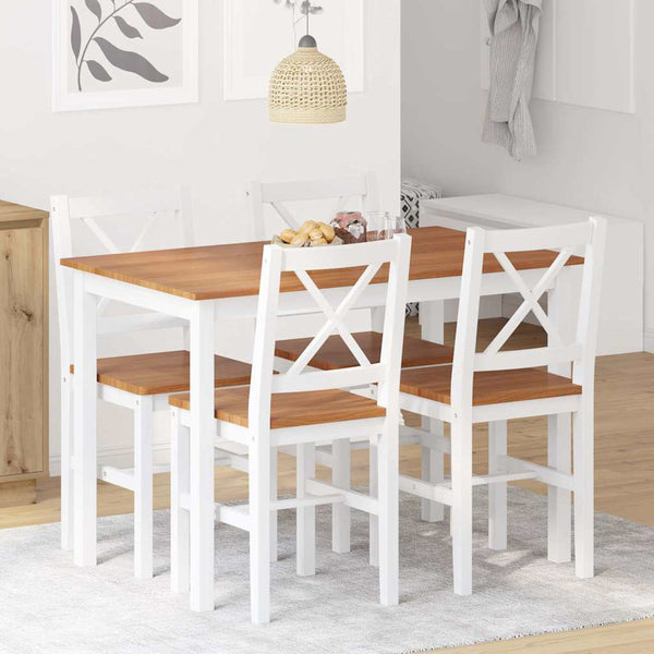 Vidaxl 5 Piece Dining Set Brown And White Dining Sets
