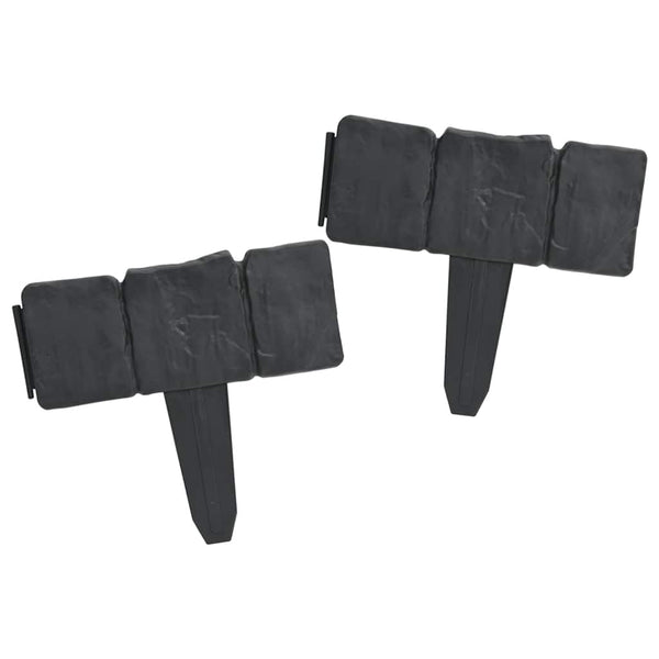 Vidaxl Plastic Garden / Lawn Fence Stone Look 41 Pcs 10 M Lawn Stakes