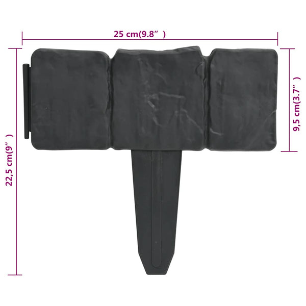 Vidaxl Plastic Garden / Lawn Fence Stone Look 41 Pcs 10 M Lawn Stakes