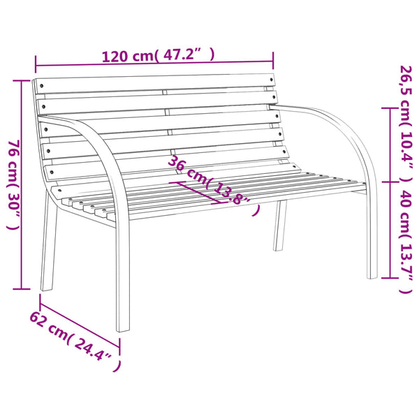 Garden Bench 120 Cm Wood And Iron Patio Benches