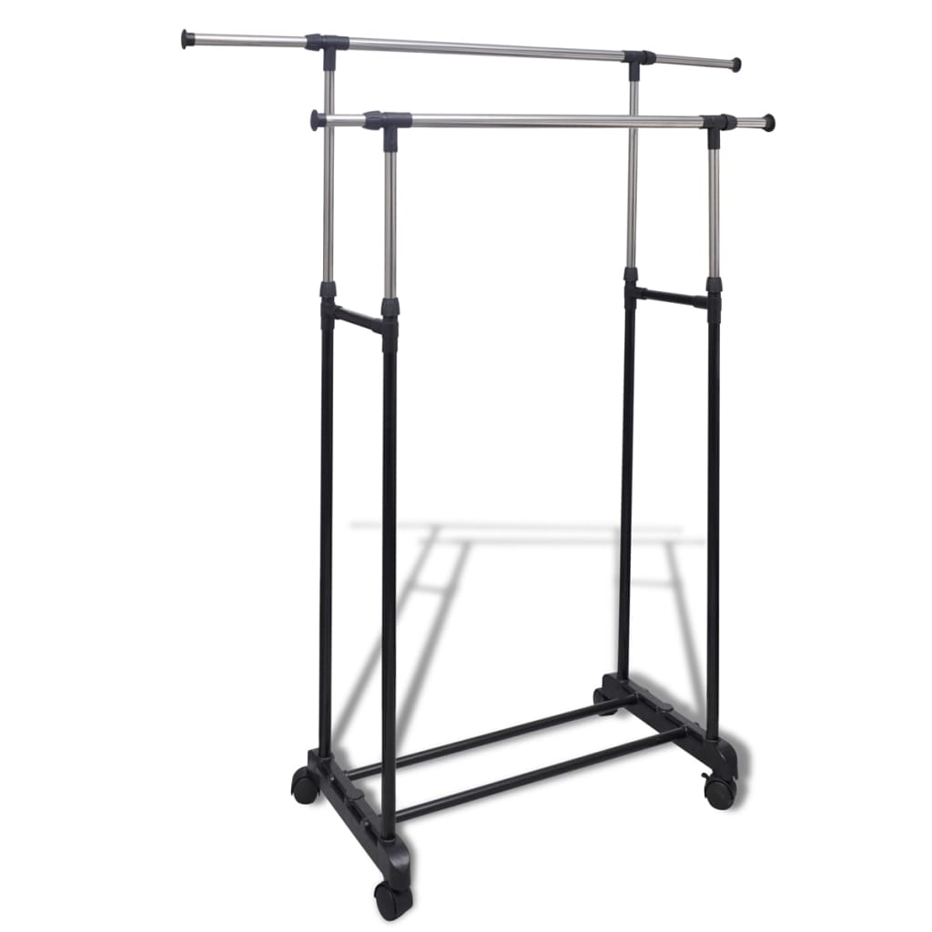 Vidaxl Clothes Rack 4 Castors 2 Hanging Rails Garment Racks