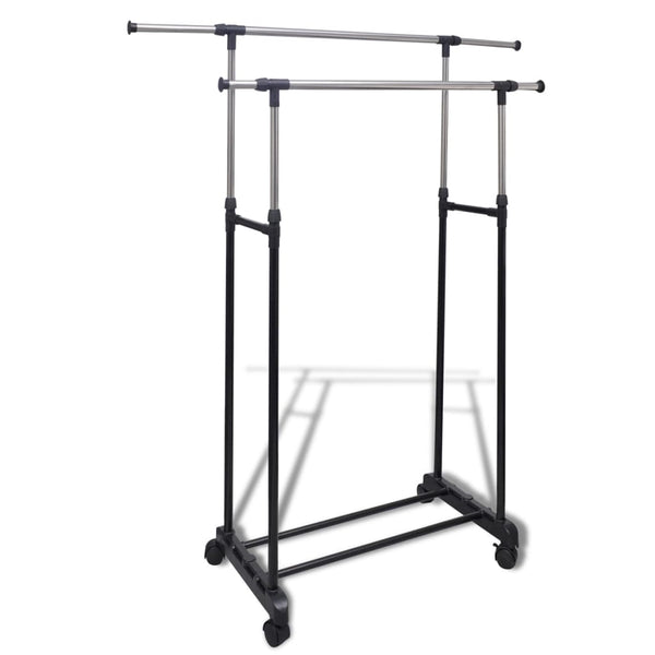 Vidaxl Clothes Rack 4 Castors 2 Hanging Rails Garment Racks
