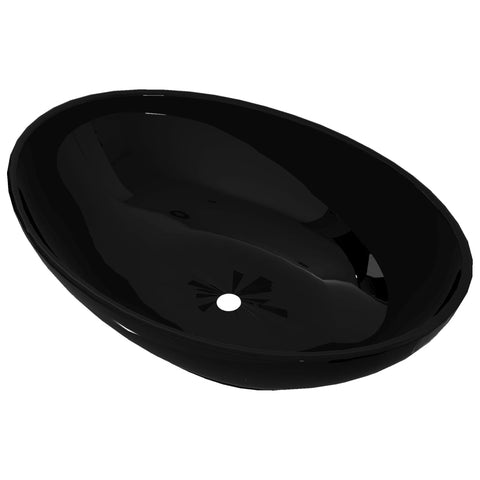 Luxury Ceramic Basin Oval-Shaped Sink Black 40 X 33 Cm