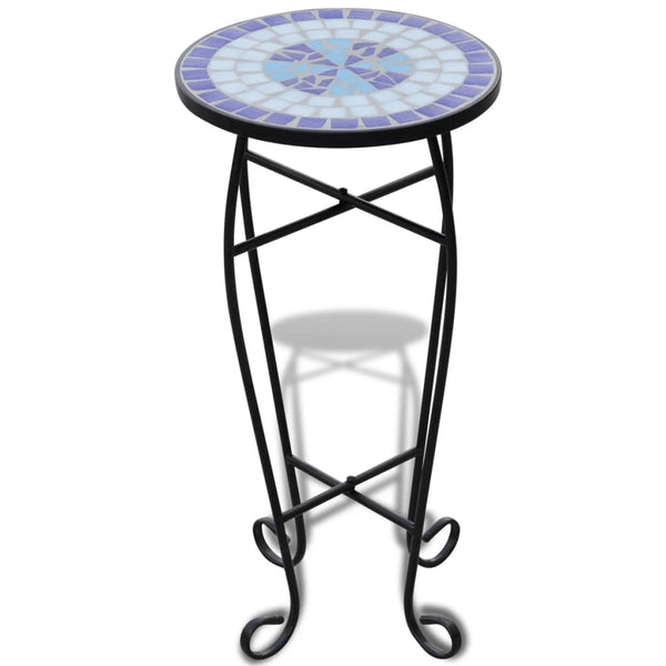 Mosaic Plant Table Blue And White