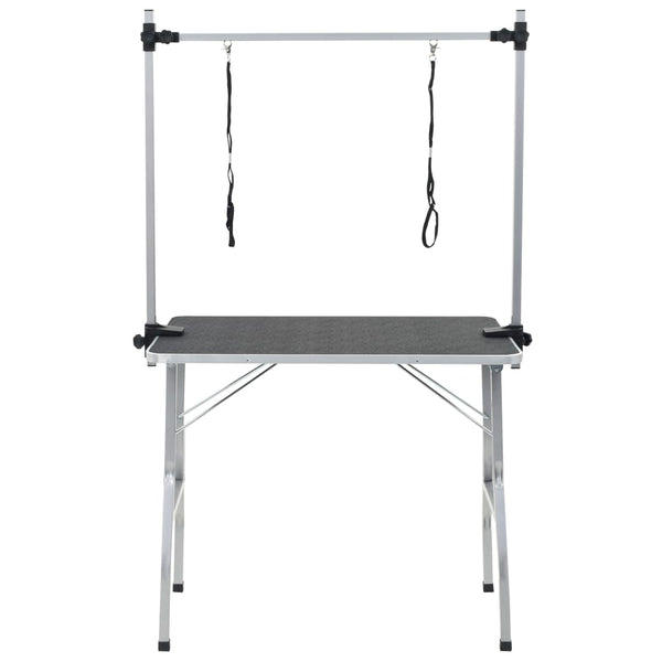 Vidaxl Dog Grooming Table With Adjustable Arm And Loops Black Grooming Tables