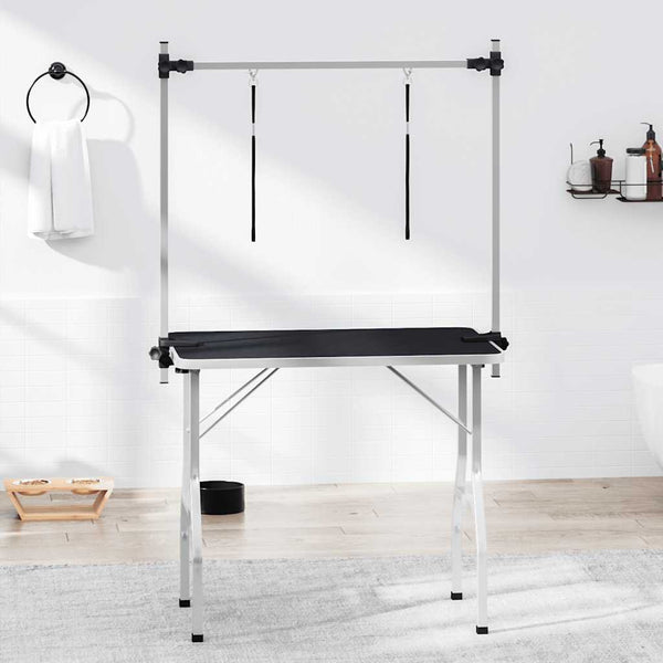 Vidaxl Dog Grooming Table With Adjustable Arm And Loops Black Grooming Tables