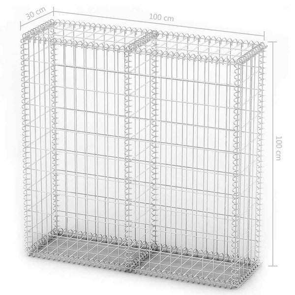 Vidaxl Gabion Basket With Lids Galvanised Wire 100 X 30 Cm Gabion Baskets