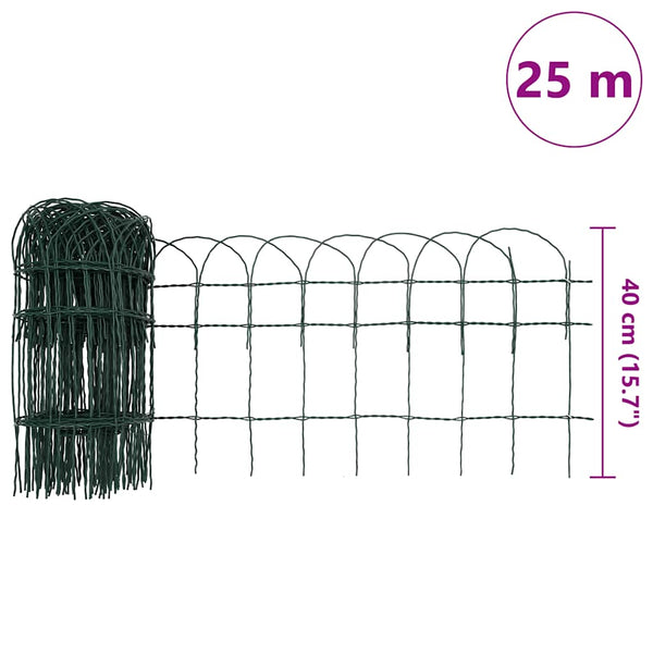 Vidaxl Garden Border Fence Powder Coated Iron 25X0.4 M Fence Panels