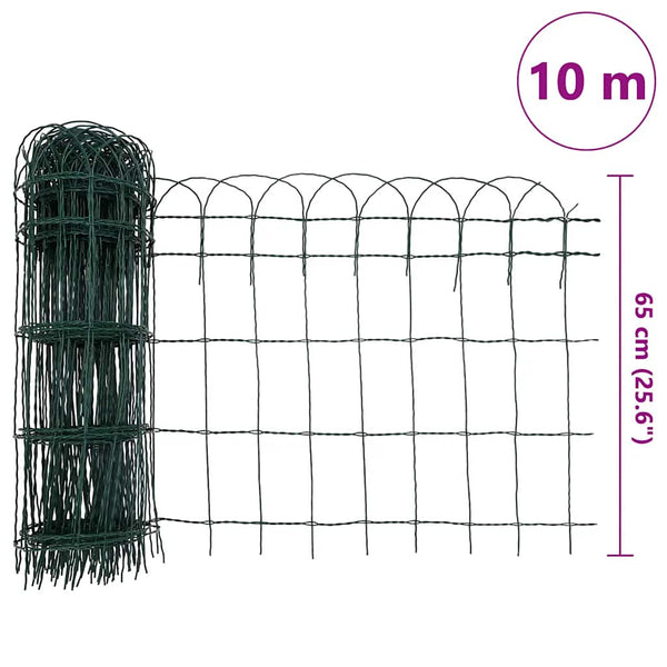 Vidaxl Garden Border Fence Powder Coated Iron 10X0.65 M Fence Panels