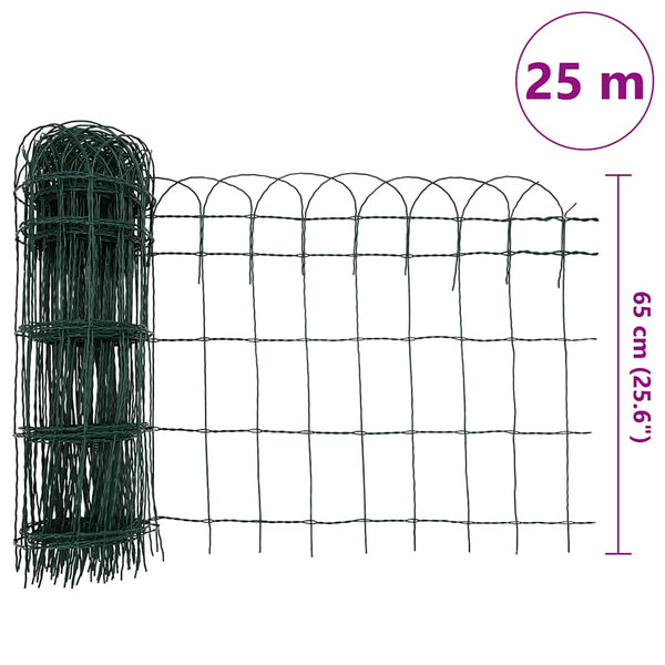 Vidaxl Garden Border Fence Powder Coated Iron 25X0.65 M Fence Panels